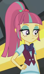 Size: 418x696 | Tagged: safe, screencap, sour sweet, equestria girls, friendship games, solo, unamused