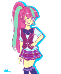 Size: 816x979 | Tagged: safe, artist:valechan34, sour sweet, equestria girls, friendship games, adorkable, clothes, crystal prep academy uniform, cute, dork, school uniform, solo, sourbetes, wink