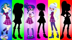 Size: 1280x720 | Tagged: safe, indigo zap, lemon zest, sci-twi, sour sweet, sugarcoat, sunny flare, twilight sparkle, equestria girls, shadow six, silhouette