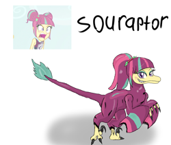 Size: 2817x2378 | Tagged: safe, artist:mildockart, sour sweet, dinosaur, velociraptor, equestria girls, friendship games, dinosaurified, solo, souraptor, species swap