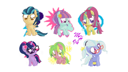 Size: 934x528 | Tagged: safe, artist:starla-stroke94, indigo zap, lemon zest, sci-twi, sour sweet, sugarcoat, sunny flare, twilight sparkle, equestria girls, chibi, equestria girls ponified, ponified, shadow six