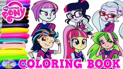 Size: 1280x720 | Tagged: artist needed, safe, indigo zap, lemon zest, sci-twi, sour sweet, sugarcoat, sunny flare, twilight sparkle, equestria girls, coloring book, my little pony logo, shadow six