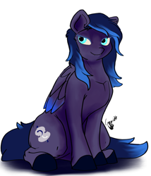 Size: 1280x1497 | Tagged: safe, artist:greyscaleart, derpibooru import, oc, oc only, pegasus, pony, sitting, smiling, solo