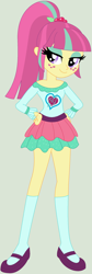 Size: 908x2696 | Tagged: safe, artist:ra1nb0wk1tty, sour sweet, equestria girls, alternate costumes, clothes, cute, mary janes, ponytail, shoes, skirt, socks, solo