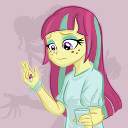 Size: 800x800 | Tagged: safe, artist:kul, sour sweet, equestria girls, friendship games, bipolar, crystal prep shadowbolts, depression, drugs, glass of water, medication, medicine, pills, sad, shadow, solo