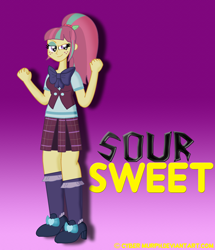 Size: 3136x3645 | Tagged: safe, artist:cyber-murph, sour sweet, equestria girls, friendship games, bad anatomy, bowtie, clothes, crystal prep academy, crystal prep academy uniform, crystal prep shadowbolts, fist, freckles, school uniform, smiling, solo