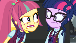 Size: 1920x1080 | Tagged: safe, screencap, sci-twi, sour sweet, twilight sparkle, equestria girls, friendship games, bowtie, discovery family logo, faic, glasses, ponytail