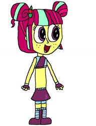 Size: 1024x1341 | Tagged: safe, artist:mixopolischannel, sour sweet, equestria girls, boots, boxing boots, boxing bra, boxing skirt, boxing trunks, clothes, exeron fighters, exeron gloves, exeron outfit, fingerless gloves, freckles, gloves, hairpin, mma gloves, shoes, skirt, socks, sports bra