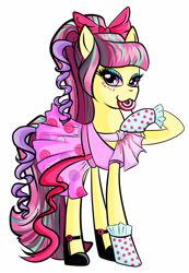 Size: 2391x3457 | Tagged: safe, artist:itsnotdaijoubu, sour sweet, pony, equestria girls, friendship games, bow, candy, clothes, costume, dress, equestria girls ponified, hair bow, halloween, lollipop, looking at you, ponified, shoes, solo