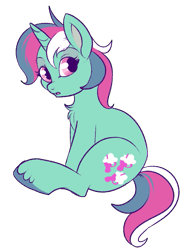 Size: 675x888 | Tagged: safe, artist:lulubell, derpibooru import, fizzy, pony, unicorn, g1, chest fluff, female, g1 to g4, generation leap, mare, simple background, sitting, solo, transparent background