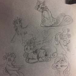 Size: 1280x1280 | Tagged: safe, artist:greyscaleart, derpibooru import, sweetie belle, pony, monochrome, sketch, sketch dump, solo, traditional art