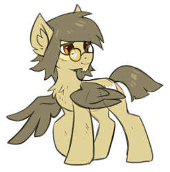 Size: 934x946 | Tagged: safe, artist:hioshiru, derpibooru import, owlowiscious, pony, facial hair, glasses, goatee, male, ponified, ponified pony pets, simple background, solo, stallion