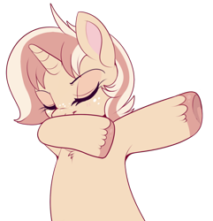 Size: 686x711 | Tagged: safe, artist:lulubell, derpibooru import, oc, oc only, oc:lulubell, pony, unicorn, armpits, dab, female, mare, simple background, solo, transparent background