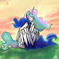 Size: 1200x1200 | Tagged: safe, artist:greyscaleart, derpibooru import, princess celestia, princess luna, alicorn, pony, cute, eyes closed, hug, royal sisters, winghug