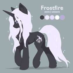 Size: 1280x1278 | Tagged: safe, artist:hioshiru, derpibooru import, oc, oc only, oc:frostfire (ender), pony, unicorn, female, mare, reference sheet, solo