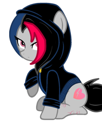 Size: 774x924 | Tagged: safe, artist:lazerblues, derpibooru import, oc, oc only, oc:miss eri, earth pony, pony, clothes, emo, female, hoodie, mare, scar, self harm, solo