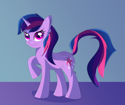 Size: 3070x2585 | Tagged: safe, artist:brok-enwings, derpibooru import, twilight sparkle, twilight sparkle (alicorn), alicorn, pony, female, mare, raised hoof, smiling, solo