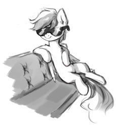 Size: 810x885 | Tagged: safe, artist:inowiseei, derpibooru import, rainbow dash, pegasus, pony, female, grayscale, mare, monochrome, simple background, sketch, smiling, solo, sunglasses, white background