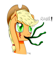 Size: 1280x1371 | Tagged: safe, artist:tlmoonguardian, derpibooru import, applejack, monster pony, original species, tatzlpony, simple background, species swap, spoopy, tatzljack, tentacles, transparent background