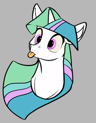 Size: 2467x3169 | Tagged: safe, artist:greyscaleart, derpibooru import, princess celestia, twilight sparkle, pony, :p, bust, female, mare, palette swap, portrait, recolor, silly, silly pony, simple background, solo, tongue out