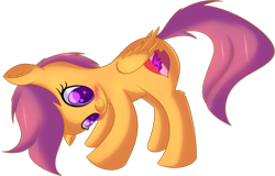 Size: 1219x781 | Tagged: safe, artist:brok-enwings, derpibooru import, scootaloo, pony, cute, cutealoo, female, simple background, solo, transparent background