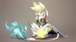 Size: 3840x2160 | Tagged: safe, artist:underpable, derpibooru import, oc, oc only, oc:lorelei, classical unicorn, pony, unicorn, book, carbuncle, cloven hooves, commission, final fantasy, leonine tail, levitation, magic, sitting, telekinesis, unshorn fetlocks