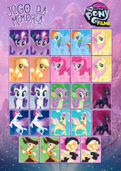 Size: 1920x2716 | Tagged: safe, derpibooru import, applejack, captain celaeno, fluttershy, pinkie pie, princess skystar, queen novo, rainbow dash, rarity, songbird serenade, spike, tempest shadow, twilight sparkle, twilight sparkle (alicorn), alicorn, anthro, dragon, earth pony, pegasus, pony, seapony (g4), unicorn, my little pony: the movie, anthro with ponies, bow, female, hair bow, headworn microphone, male, mane seven, mane six, mare, my little pony logo, portuguese
