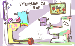 Size: 914x565 | Tagged: safe, artist:seniorpony, applejack, fluttershy, pinkie pie, princess celestia, rainbow dash, rarity, twilight sparkle, bathroom, but why, inanimate tf, mirror, plunger, sink, soap, species swap, toilet, toilet paper, towel, transformation, wat