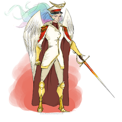 Size: 1000x1000 | Tagged: safe, artist:php15, princess celestia, clothes, humanized, sword, uniform, winged humanization