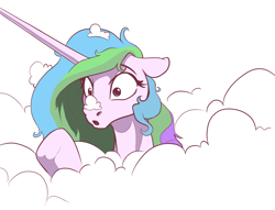 Size: 4000x3055 | Tagged: safe, artist:nadnerbd, derpibooru import, princess celestia, alicorn, pony, cloud, cute, cutelestia, female, floppy ears, mare, prank, sillestia, silly, sketch, solo