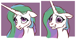 Size: 10504x5483 | Tagged: safe, artist:nadnerbd, derpibooru import, princess celestia, alicorn, pony, absurd resolution, blushing, cute, cutelestia, female, floppy ears, frown, grin, looking at you, mare, missing accessory, nervous, nervous grin, sad, smiling, solo, squee