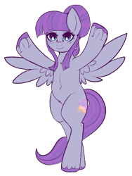 Size: 700x931 | Tagged: safe, artist:lulubell, derpibooru import, oc, oc only, oc:serene skies, pegasus, pony, bipedal, female, freckles, magical lesbian spawn, mare, next generation, offspring, parent:princess luna, parent:twilight sparkle, parents:twiluna, solo