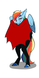 Size: 650x1283 | Tagged: safe, artist:rimmi1357, derpibooru import, rainbow dash, anthro, pegasus, unguligrade anthro, clothes, costume, female, mare, nightmare night, simple background, solo, transparent background