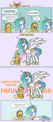 Size: 3162x7185 | Tagged: safe, artist:redapropos, applejack, princess celestia, alicorn, earth pony, pony, accent, comic, countryisms, crown, duo, element of honesty, ethereal mane, female, filly, filly applejack, flashback, hoof shoes, jewelry, kids say the darndest things, mare, origin story, peytral, regalia, simple background, speech bubble, y'all, younger