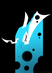 Size: 2480x3507 | Tagged: safe, artist:underpable, derpibooru import, queen chrysalis, changeling, changeling queen, black background, bust, crying, curved horn, eyes closed, horn, looking down, portrait, simple background, solo, stylized