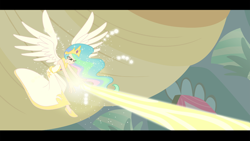 Size: 1920x1080 | Tagged: safe, artist:trinityinyang, princess celestia, a canterlot wedding, humanized, magic, magic blast, scene interpretation, winged humanization