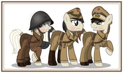 Size: 1024x615 | Tagged: safe, artist:brony-works, pony, clothes, denmark, female, helmet, male, mare, simple background, stallion, uniform, white background, world war ii