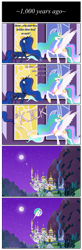 Size: 1105x3353 | Tagged: safe, artist:grievousfan, princess celestia, princess luna, alicorn, pony, canterlot, comic, female, kick, kicking, mare, mare in the moon, moon, night, raised hoof, stained glass, to the moon, trollestia, tyrant celestia, ye olde butcherede englishe