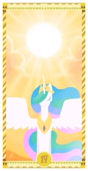 Size: 800x1550 | Tagged: safe, artist:janeesper, princess celestia, alicorn, pony, solo, tarot card, the sun