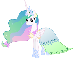 Size: 5000x3888 | Tagged: safe, artist:90sigma, princess celestia, alicorn, pony, clothes, dress, female, gala dress, mare, simple background, solo, transparent background, vector