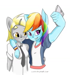 Size: 1204x1288 | Tagged: safe, artist:uselessdrawfriend, derpibooru import, derpy hooves, rainbow dash, anthro, ambiguous facial structure, derpydash, female, lesbian, shipping