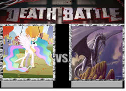 Size: 848x616 | Tagged: safe, princess celestia, alicorn, pony, bahamut, death battle, dungeons and dragons, forgotten realms