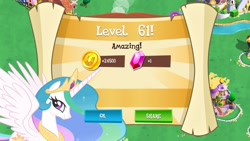 Size: 1136x640 | Tagged: safe, princess celestia, alicorn, pony, female, gameloft, horn, mare, solo