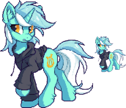 Size: 516x441 | Tagged: safe, artist:hioshiru, derpibooru import, lyra heartstrings, pony, unicorn, fanfic:background pony, clothes, female, hoodie, mare, misleading thumbnail, pixel art, simple background, solo, transparent background