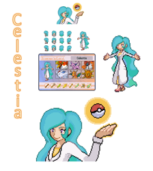 Size: 610x680 | Tagged: safe, artist:0rcv0, princess celestia, humanized, nintendo, pixel art, pokémon