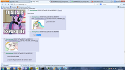 Size: 1366x768 | Tagged: safe, princess celestia, twilight sparkle, alicorn, pony, 4chan, moustache, spanish