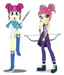 Size: 409x480 | Tagged: safe, artist:shafty817, majorette, sour sweet, equestria girls, friendship games, background human, headcanon, long lost sisters, similarities, sisters, solo, sweetly and sourly