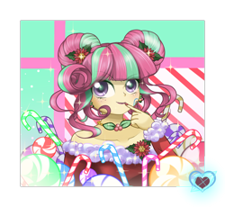 Size: 1222x1122 | Tagged: safe, artist:dancerquartz, sour sweet, equestria girls, friendship games, candy, candy cane, christmas, food, looking at you, solo