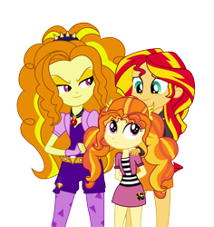 Size: 8874x9405 | Tagged: safe, artist:mit-boy, adagio dazzle, sunset shimmer, oc, oc:allegro shine, equestria girls, absurd resolution, cute, female, lesbian, magical lesbian spawn, ocbetes, offspring, parent:adagio dazzle, parent:sunset shimmer, parents:sunsagio, shipping, sunsagio