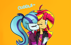 Size: 1167x731 | Tagged: safe, artist:jankrys00, sonata dusk, sunset shimmer, equestria girls, rainbow rocks, blushing, female, lesbian, shipping, smiling, sunata